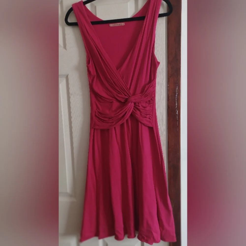 Anthropologie Dress Jersey Knit Top Knot Waist hot pink Velvet Graham Spencer S - Picture 3 of 6